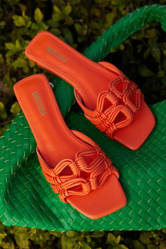 Women's Leather - Strapped Sandals with a Braided Detail in Brown for a Rustic AppealIsland Of Paradise Slip On Sandals - Orange
