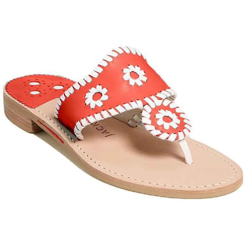 Women's Sandals with a Wedge Heel and a Tassel Detail in Orange for a Trendy LookJack Rogers Womens Jacks Flat  Leather Embellished Thong Sandals