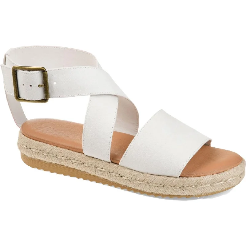 Women's Cork - Soled Espadrille Sandals with a Rope - Trimmed Upper in Navy for a Summer VibeJournee Collection Womens Trinity Buckle Ankle Strap Strappy Sandals