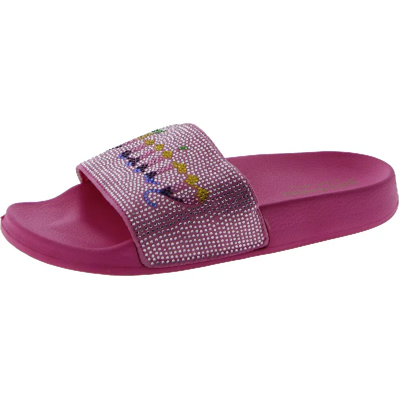 Women's Thong Sandals with a Beaded Design in Multicolor for a Beachy AestheticJuicy Couture Womens Logo Slip On Slide Sandals