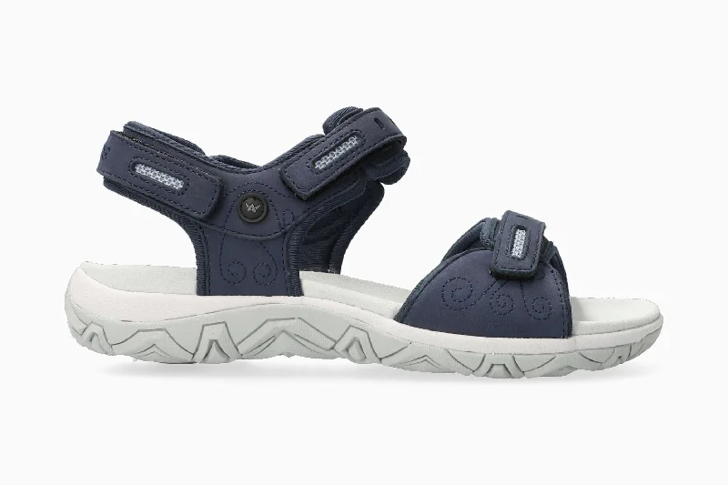 Women's Leather - Strapped Sandals with a Braided Detail in Brown for a Rustic AppealWomen's Leather - Strapped Sandals with a Braided Detail in Brown for a Rustic AppealLagoona - Navy