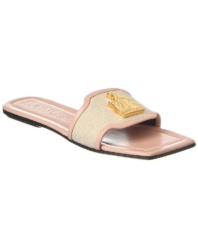 Women's Rhinestone - Embellished Open - Toe Sandals in Silver for a Glamorous Party LookLANVIN Mother & Daughter Canva & Leather Sandal