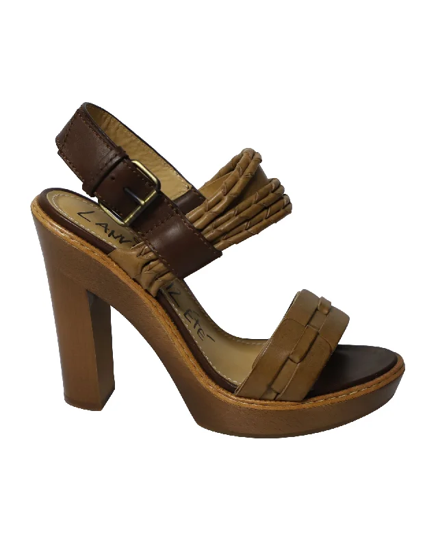 Sustainable Women's Recycled Material Sandals in Beige for Eco - Conscious ShoppersLanvin Wooden Heels in Brown Leather Sustainable Women's Recycled Material Sandals in Beige for Eco - Conscious ShoppersLanvin Wooden Heels in Brown Leather