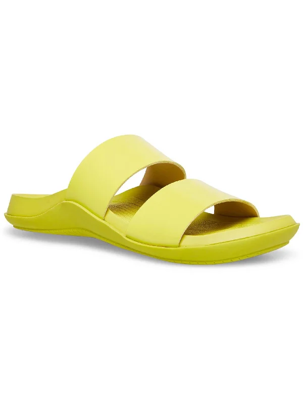 Sustainable Women's Recycled Material Sandals in Beige for Eco - Conscious ShoppersLibraa Womens Faux Leather Slip On Footbed Sandals