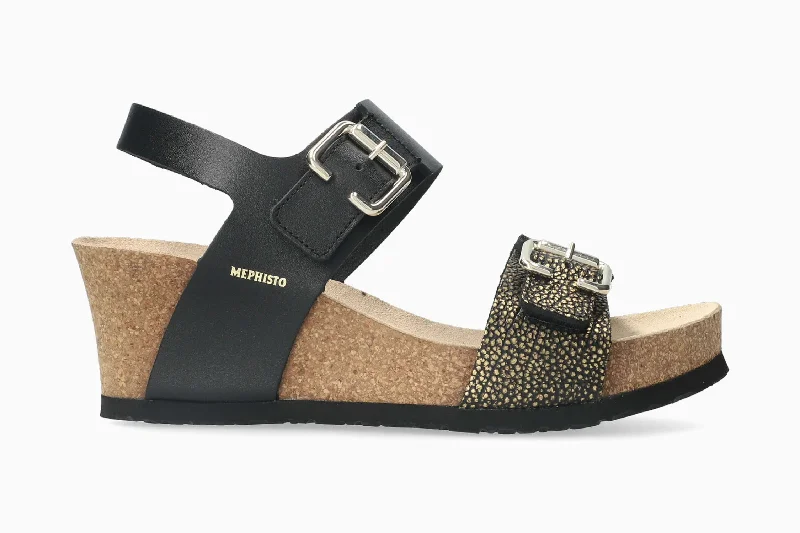 Women's Sandals with a Glitter - Coated Strap in Gold for a Sparkly Summer OutfitWomen's Sandals with a Glitter - Coated Strap in Gold for a Sparkly Summer OutfitLissandra - Black Condor