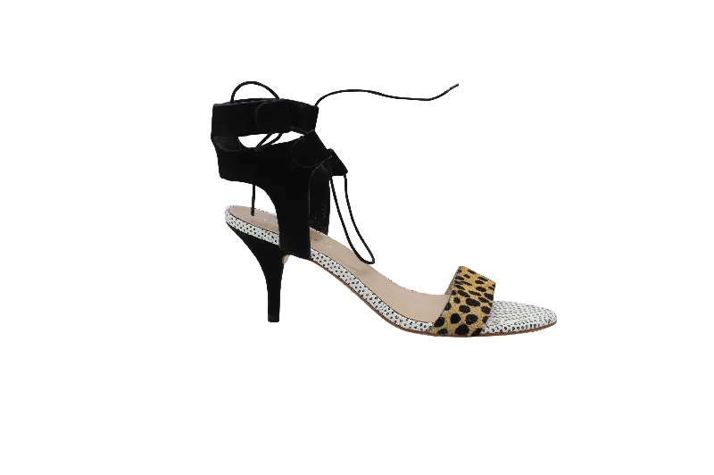 Women's Rhinestone - Embellished Open - Toe Sandals in Silver for a Glamorous Party LookLoeffler Randal Ambrose Lace Up Sandals in Cheetah and Black Leather