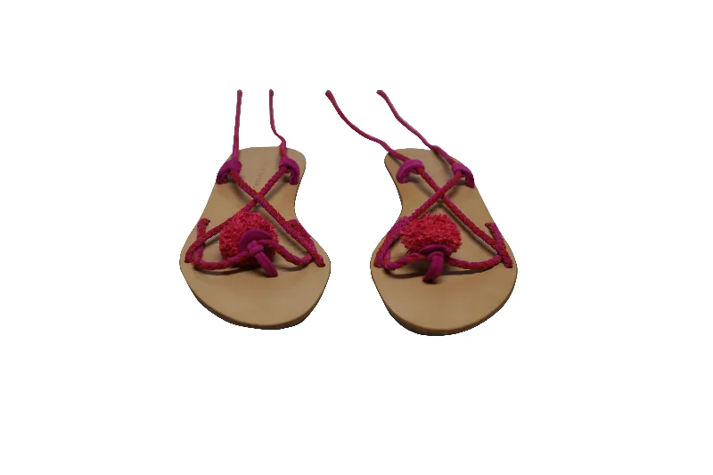 Lightweight Women's Mesh - Paneled Sandals in Yellow for BreathabilityLoeffler Randall Lace Up Pompom Sandals in Brown Leather