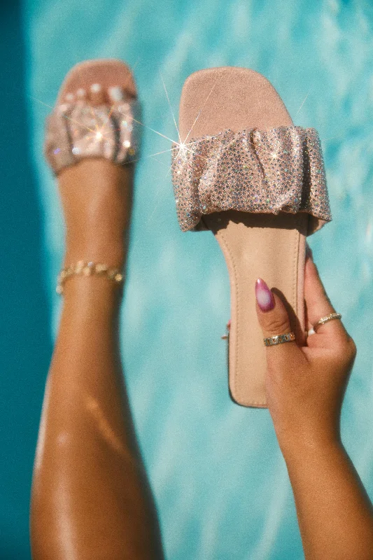 Women's Sandals with a Wedge Heel and a Tassel Detail in Orange for a Trendy LookLong Weekend Ready Embellished Slip On Sandals - Pink