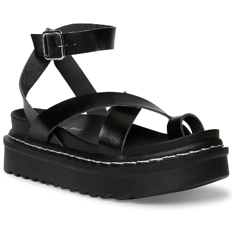 Women's Ankle - Strap Sandals with a Block Heel in Red for a Sophisticated StyleMadden Girl Womens Delanno Toe Loop Flatform Footbed Sandals