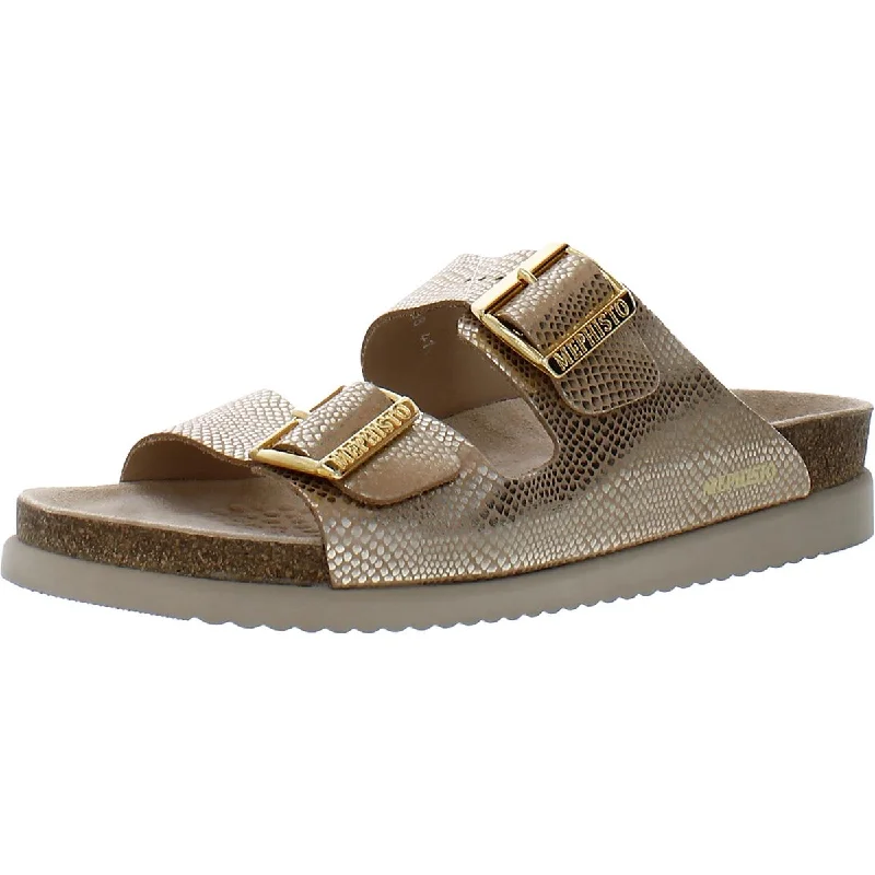 Shock - Absorbing Women's Sandals with a Soft Insole in Black for Active LifestylesMephisto Womens Hester Leather Metallic Slide Sandals