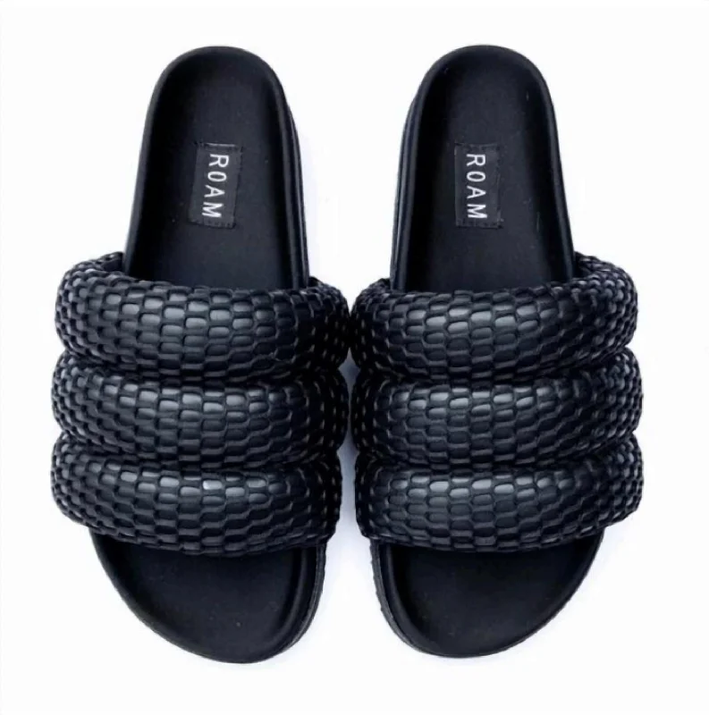 Lightweight Women's Mesh - Paneled Sandals in Yellow for BreathabilityLightweight Women's Mesh - Paneled Sandals in Yellow for BreathabilityMesh Puffy Slider In Black