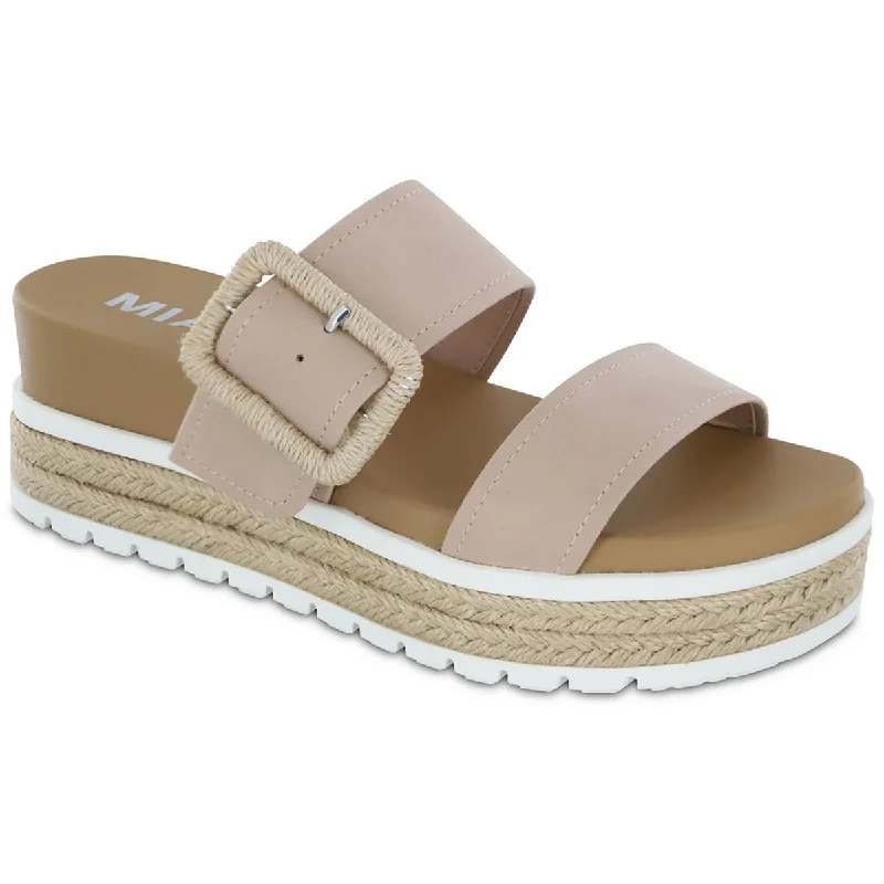 Women's Rhinestone - Embellished Open - Toe Sandals in Silver for a Glamorous Party LookMia Womens KENZY Faux Leather Slip On Slide Sandals Women's Rhinestone - Embellished Open - Toe Sandals in Silver for a Glamorous Party LookMia Womens KENZY Faux Leather Slip On Slide Sandals