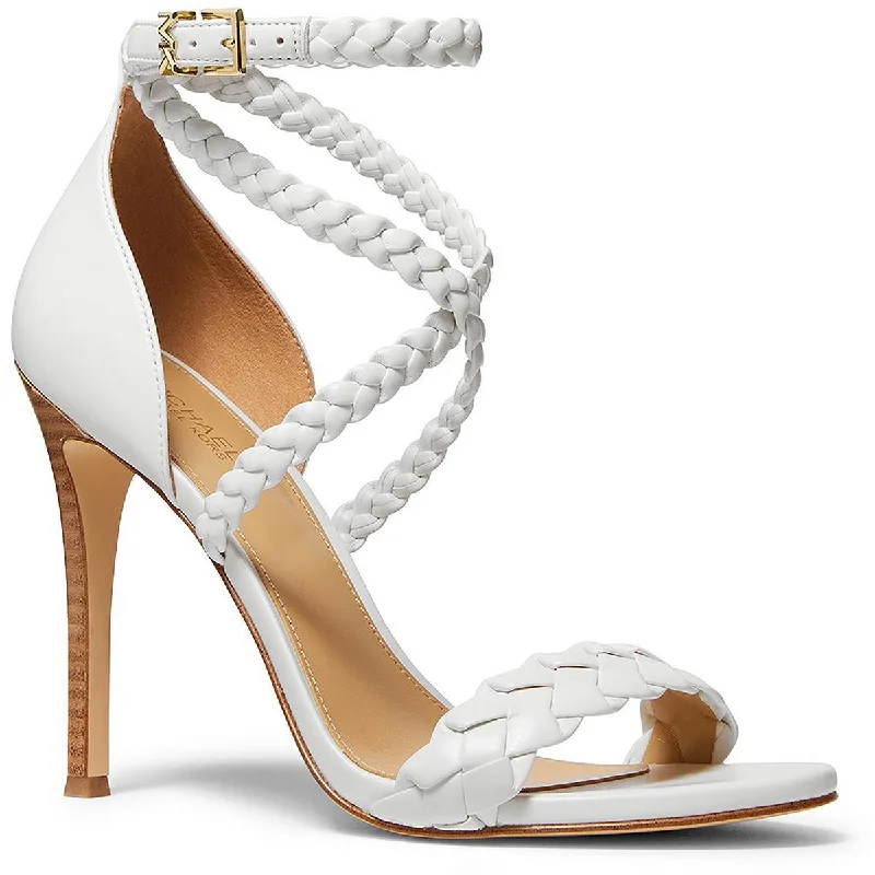 Women's Flat Slide Sandals with a Memory Foam Insole in White for All - Day ComfortMICHAEL Michael Kors Womens Astrid Metallic Braided Heels
