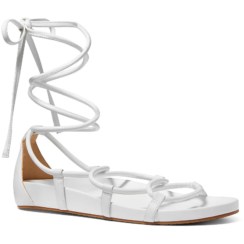 Shock - Absorbing Women's Sandals with a Soft Insole in Black for Active LifestylesMICHAEL Michael Kors Womens Vero Faux Leather Strappy Lace-Up