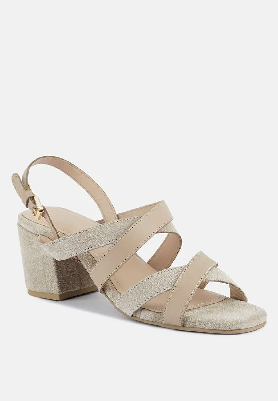 Sustainable Women's Recycled Material Sandals in Beige for Eco - Conscious ShoppersSustainable Women's Recycled Material Sandals in Beige for Eco - Conscious ShoppersMON-LAPIN Nude High Heeled Block Leather Sandal