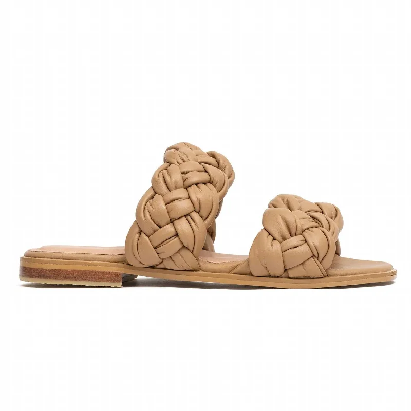 Women's Flat Slide Sandals with a Memory Foam Insole in White for All - Day ComfortOdette Sandal In Nude Women's Flat Slide Sandals with a Memory Foam Insole in White for All - Day ComfortOdette Sandal In Nude