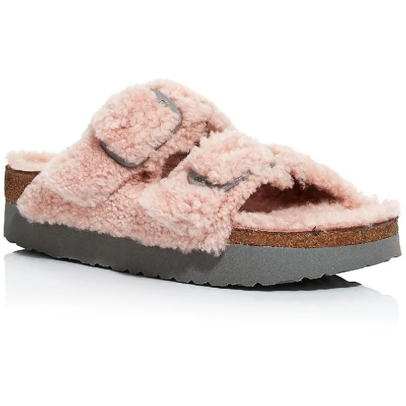 Waterproof Women's Rubber Beach Sandals with Arch Support in Blue for Water ActivitiesPapillio by Birkenstock Womens Leather Shearling Slide Sandals