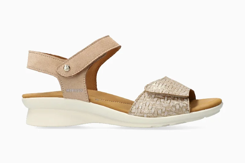 Women's Flat Slide Sandals with a Memory Foam Insole in White for All - Day ComfortWomen's Flat Slide Sandals with a Memory Foam Insole in White for All - Day ComfortPattie - Sand
