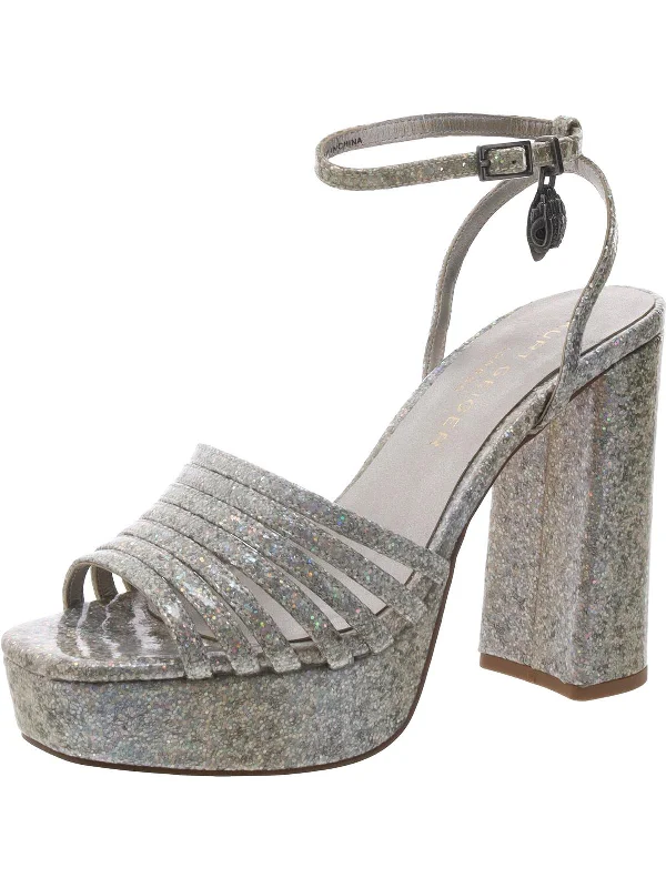 Women's Cork - Soled Espadrille Sandals with a Rope - Trimmed Upper in Navy for a Summer VibePierra Womens Metallic Ankle Strap Heels