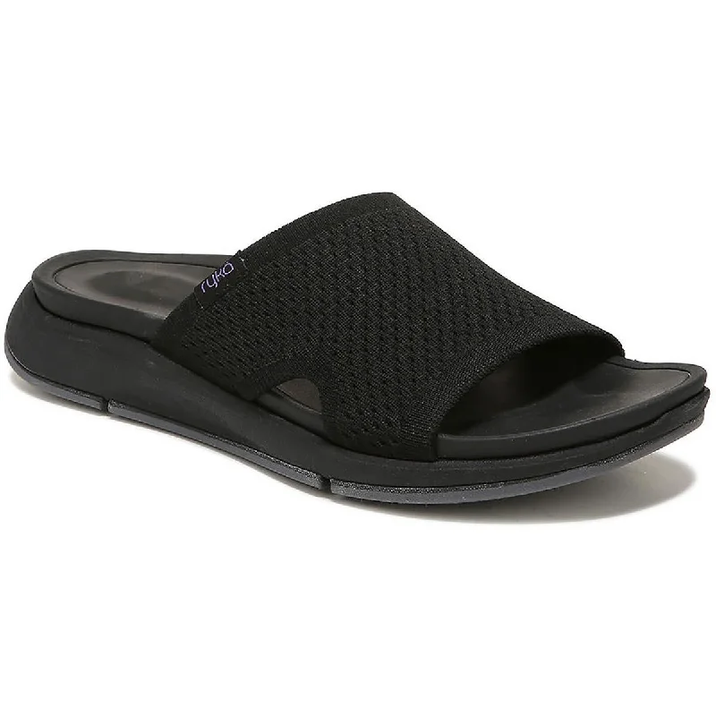 Waterproof Women's Rubber Beach Sandals with Arch Support in Blue for Water ActivitiesRyka Womens Triumph Knit Slip On Slide Sandals
