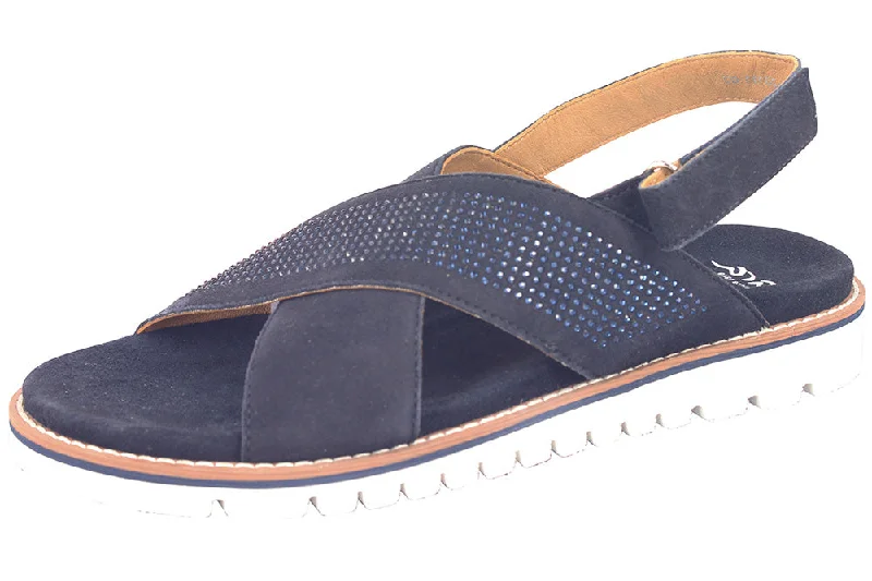 Orthopedic Women's Sandals with Arch Support in Gray for Foot Health28111 - SUEDE NAVY