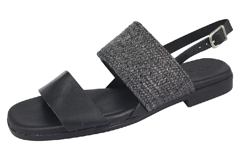 Women's Sandals with a Glitter - Coated Strap in Gold for a Sparkly Summer Outfit3200 - NERO