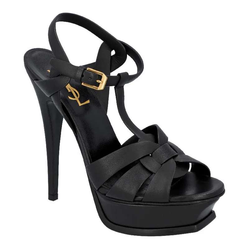 Elastic - Strap Women's Sandals with a Padded Toe in Teal for Easy On - and - OffSaint Laurent Tribute Platform Sandals Black