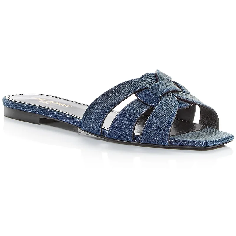 Waterproof Women's Rubber Beach Sandals with Arch Support in Blue for Water ActivitiesSaint Laurent Womens Flat Casual Mule Sandals