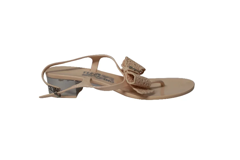 Women's Strappy Gladiator Sandals with Buckle Closures in Tan for a Boho LookSalvatore Ferragamo Perala Ribbon Thong Sandals in Pink Rubber Women's Strappy Gladiator Sandals with Buckle Closures in Tan for a Boho LookSalvatore Ferragamo Perala Ribbon Thong Sandals in Pink Rubber
