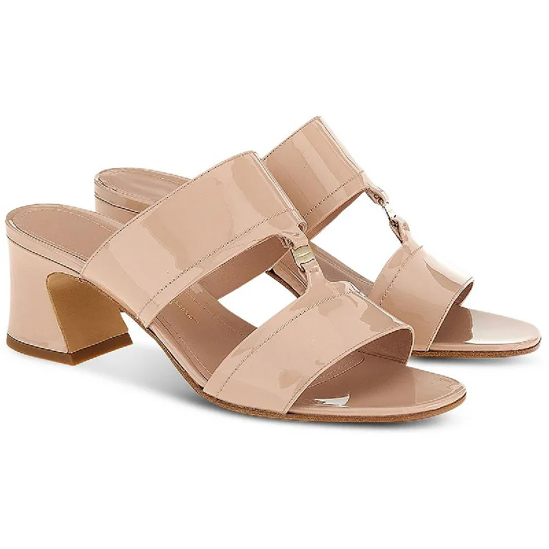 Sustainable Women's Recycled Material Sandals in Beige for Eco - Conscious ShoppersSalvatore Ferragamo Womens Tot 55 Patent Leather Dressy Slide Sandals