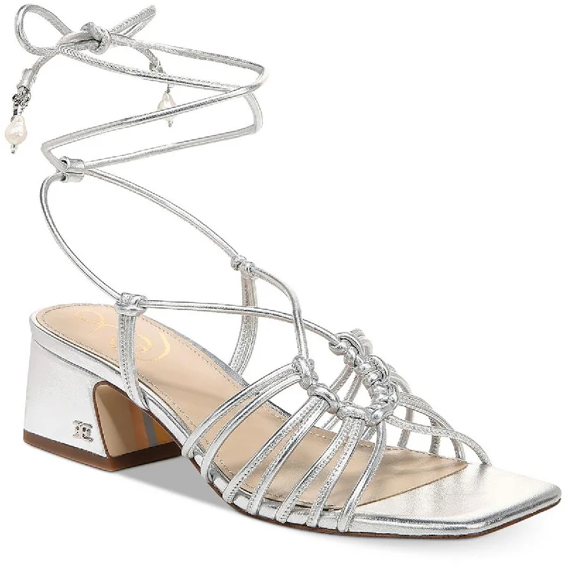 Women's Ankle - Strap Sandals with a Block Heel in Red for a Sophisticated StyleSam Edelman Womens Westley Faux Leather Square Toe Heels