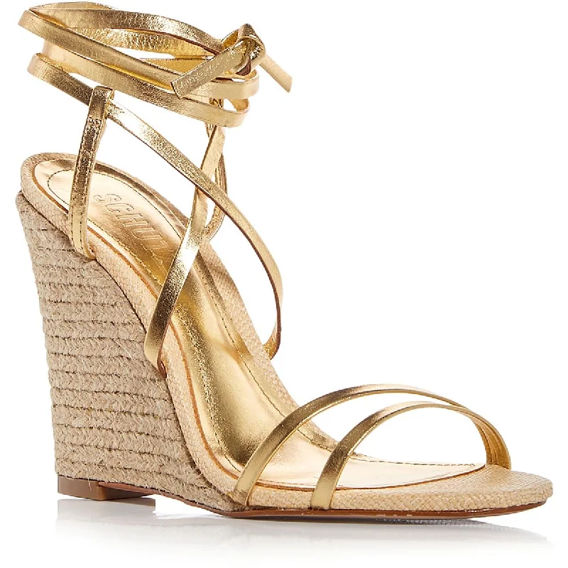 Adjustable Strap Women's Sandals with a Padded Heel in Pink for a Custom FitSchutz Womens Deonne Leather Leg Strap Wedge Sandals