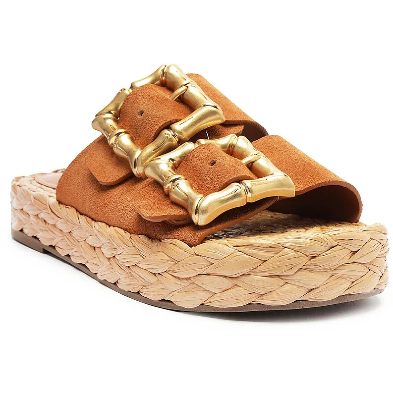 Women's Leather - Strapped Sandals with a Braided Detail in Brown for a Rustic AppealSchutz Womens Faux Suede Slip On Platform Sandals