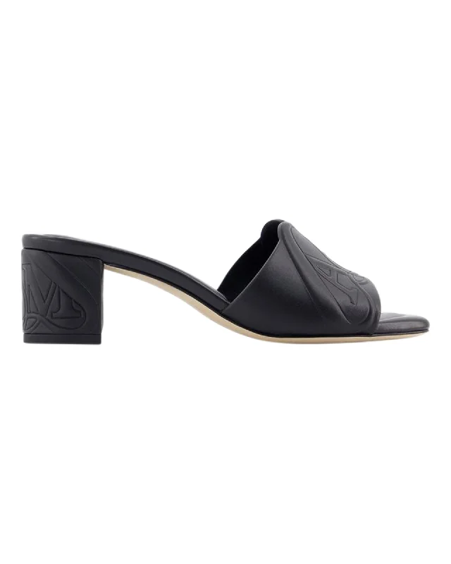 Anti - Slip Women's Sandals with a Grooved Sole in Green for Outdoor AdventuresSeal Heeled Sandals - Alexander McQueen - Leather - Black