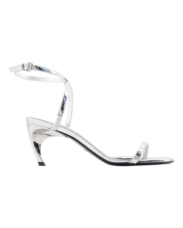 Sustainable Women's Recycled Material Sandals in Beige for Eco - Conscious ShoppersSeal Heeled Sandals - Alexander McQueen - Leather - Silver