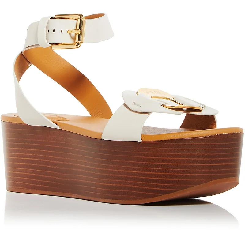 Women's Leather - Strapped Sandals with a Braided Detail in Brown for a Rustic AppealSee by Chloe Womens Leather Buckle Platform Sandals