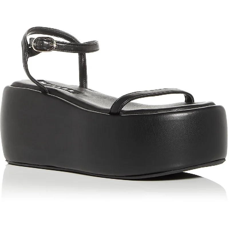 Plus Size Women's Wide - Width Platform Sandals in Black for Added Comfort and HeightSimon Miller Womens F211 High Raft Faux Leather Chunky Platform Sandals