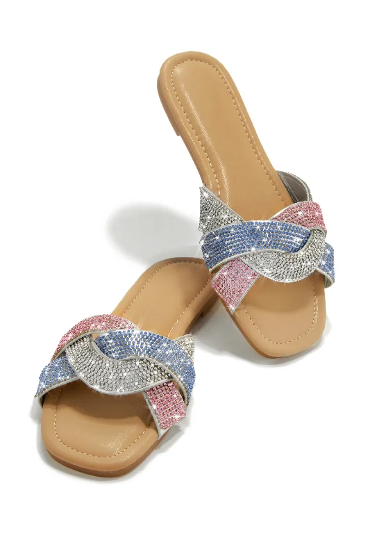 Anti - Slip Women's Sandals with a Grooved Sole in Green for Outdoor AdventuresSlip Into Paradise Embellished Slip On Sandals - Pink Multi