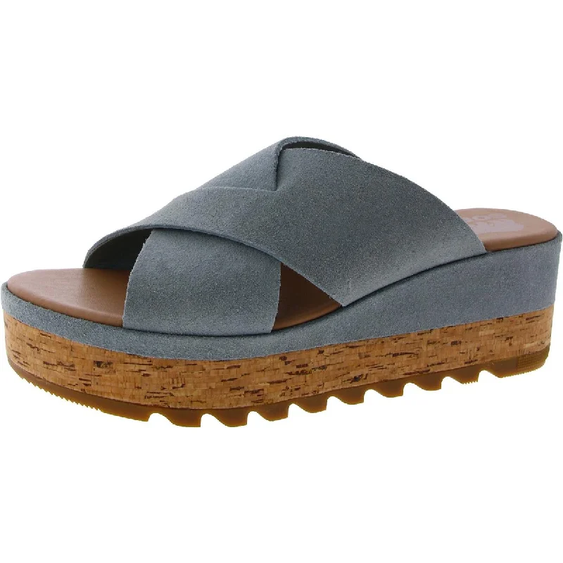 Women's Sandals with a Glitter - Coated Strap in Gold for a Sparkly Summer OutfitSorel Womens Cameron Suede Platform Flatform Sandals