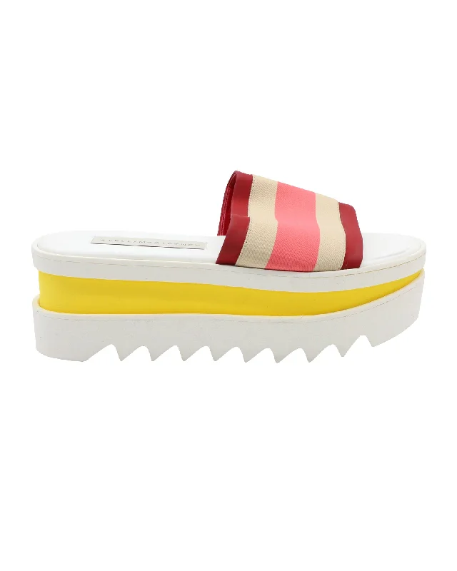 Adjustable Strap Women's Sandals with a Padded Heel in Pink for a Custom FitStella Mccartney Color Block Platform Slides in White Faux Leather