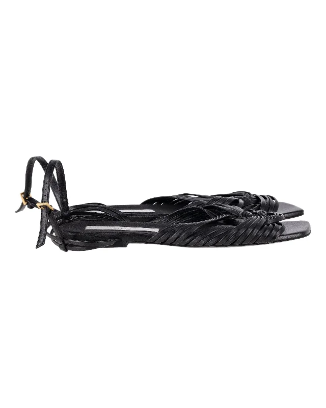 Lightweight Women's Mesh - Paneled Sandals in Yellow for BreathabilityStella McCartney Strappy Flat Sandals in Black Eco Leather Lightweight Women's Mesh - Paneled Sandals in Yellow for BreathabilityStella McCartney Strappy Flat Sandals in Black Eco Leather