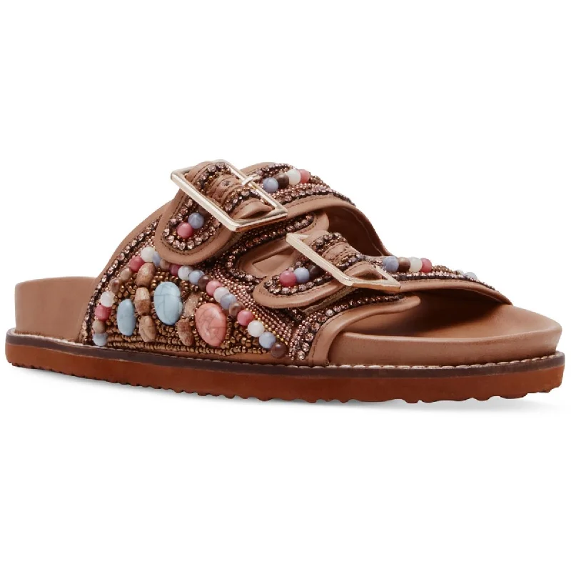Anti - Slip Women's Sandals with a Grooved Sole in Green for Outdoor AdventuresSteve Madden Womens Cabo Embellished Buckle Slide Sandals