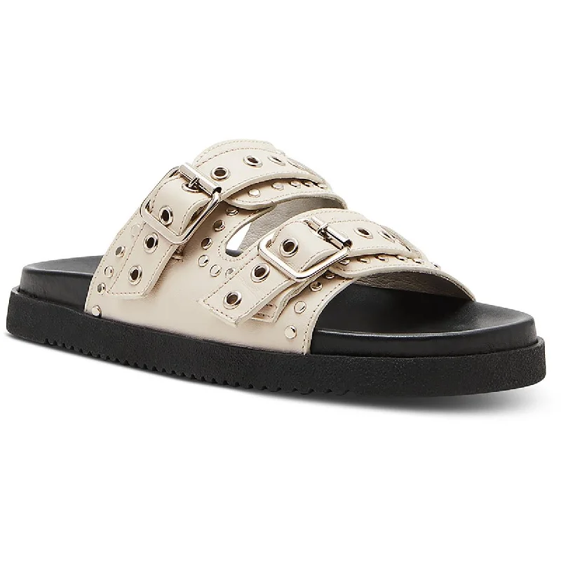 Orthopedic Women's Sandals with Arch Support in Gray for Foot HealthSteve Madden Womens   Leather Slip On Slide Sandals
