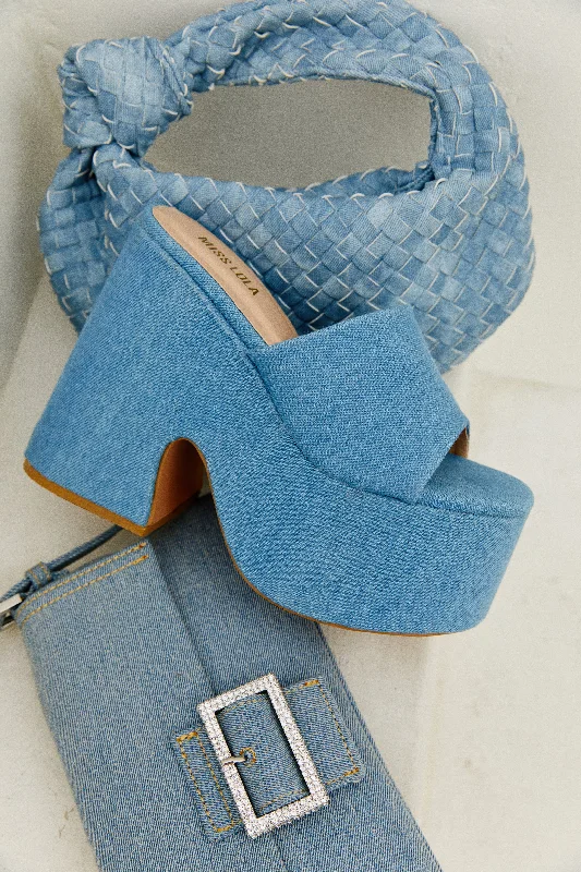 Women's Sandals with a Wedge Heel and a Tassel Detail in Orange for a Trendy LookStill Your Best Chunky Platform Mules - Denim