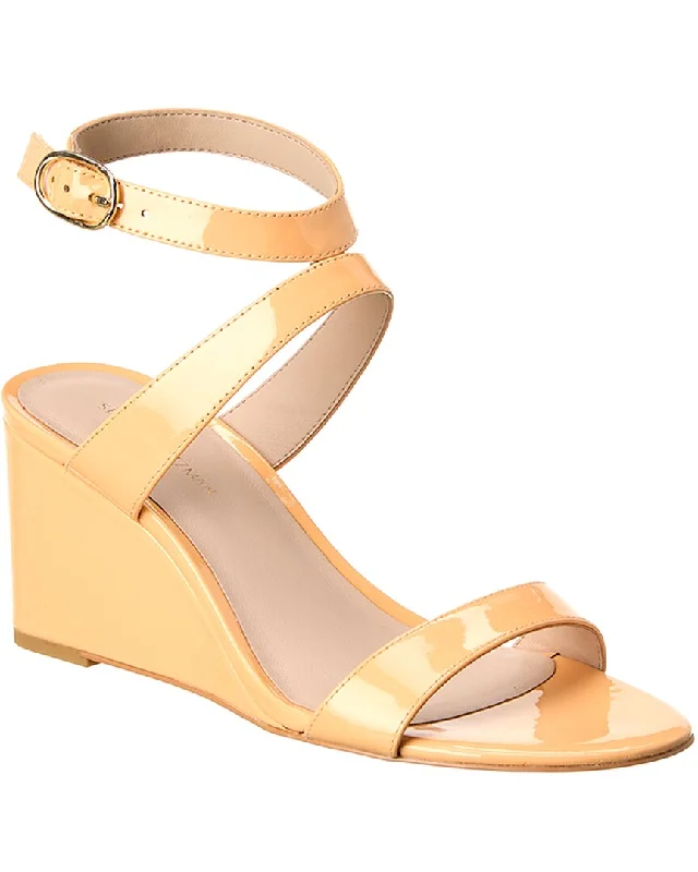 Plus Size Women's Wide - Width Platform Sandals in Black for Added Comfort and HeightPlus Size Women's Wide - Width Platform Sandals in Black for Added Comfort and HeightStuart Weitzman Ave Strap 75 Patent Wedge Sandal