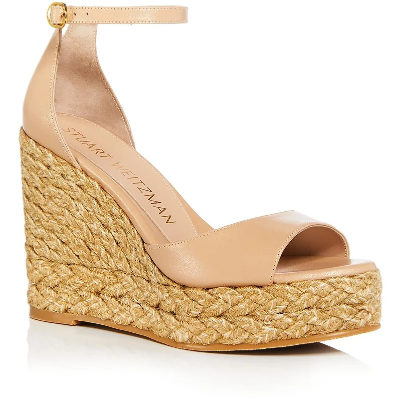 Women's Cork - Soled Espadrille Sandals with a Rope - Trimmed Upper in Navy for a Summer VibeStuart Weitzman Womens Leather Ankle Strap Wedge Sandals