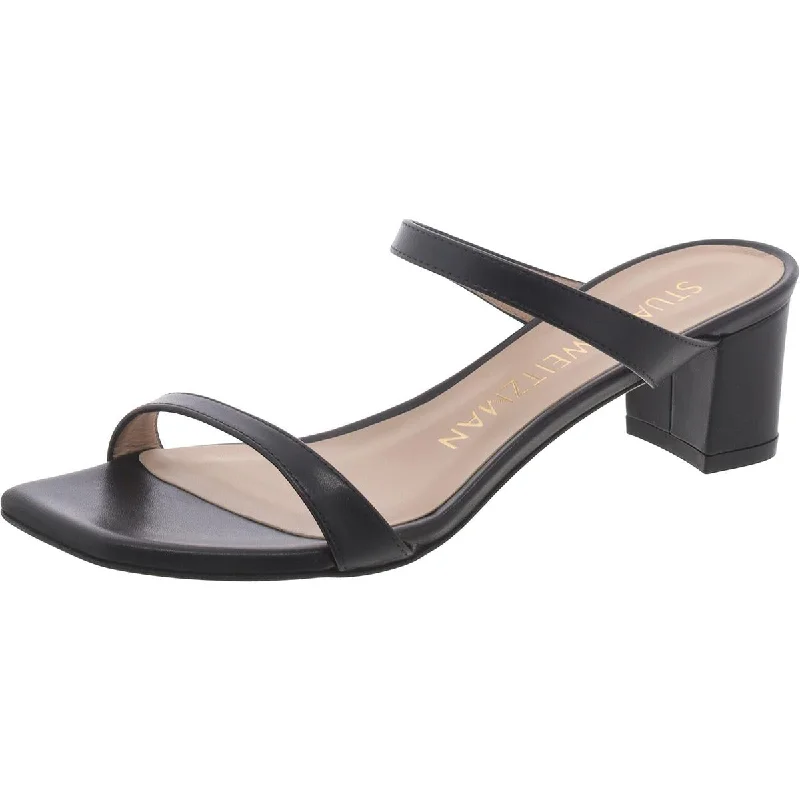 Shock - Absorbing Women's Sandals with a Soft Insole in Black for Active LifestylesStuart Weitzman Womens Leather Square Toe Slide Sandals