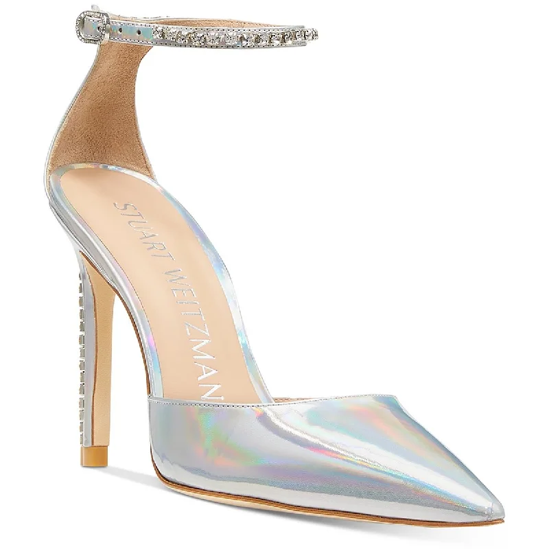 Women's Sandals with a Wedge Heel and a Tassel Detail in Orange for a Trendy LookStuart Weitzman Womens Metallic Embellished Ankle Strap
