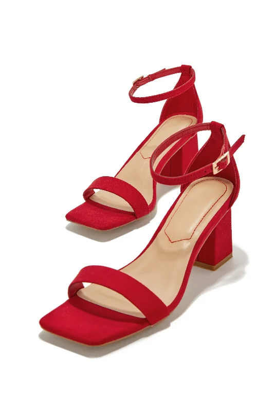 Women's Sandals with a Glitter - Coated Strap in Gold for a Sparkly Summer OutfitTamia Block Mid Heels - Red Women's Sandals with a Glitter - Coated Strap in Gold for a Sparkly Summer OutfitTamia Block Mid Heels - Red