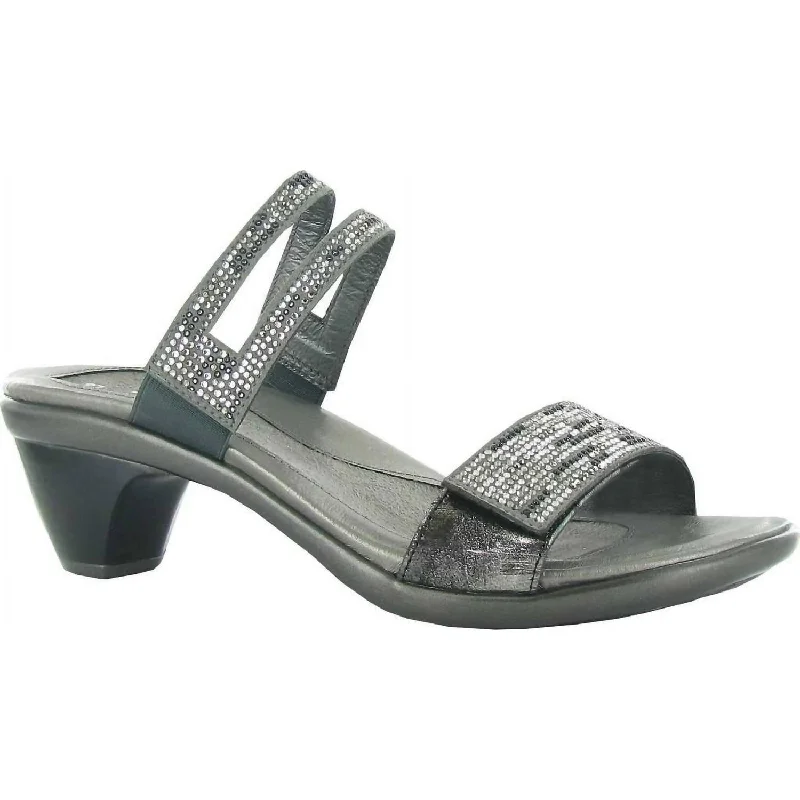 Elastic - Strap Women's Sandals with a Padded Toe in Teal for Easy On - and - OffTemper Slide Sandal In Metallic Onyx Leather/gray/black Multi Rivets